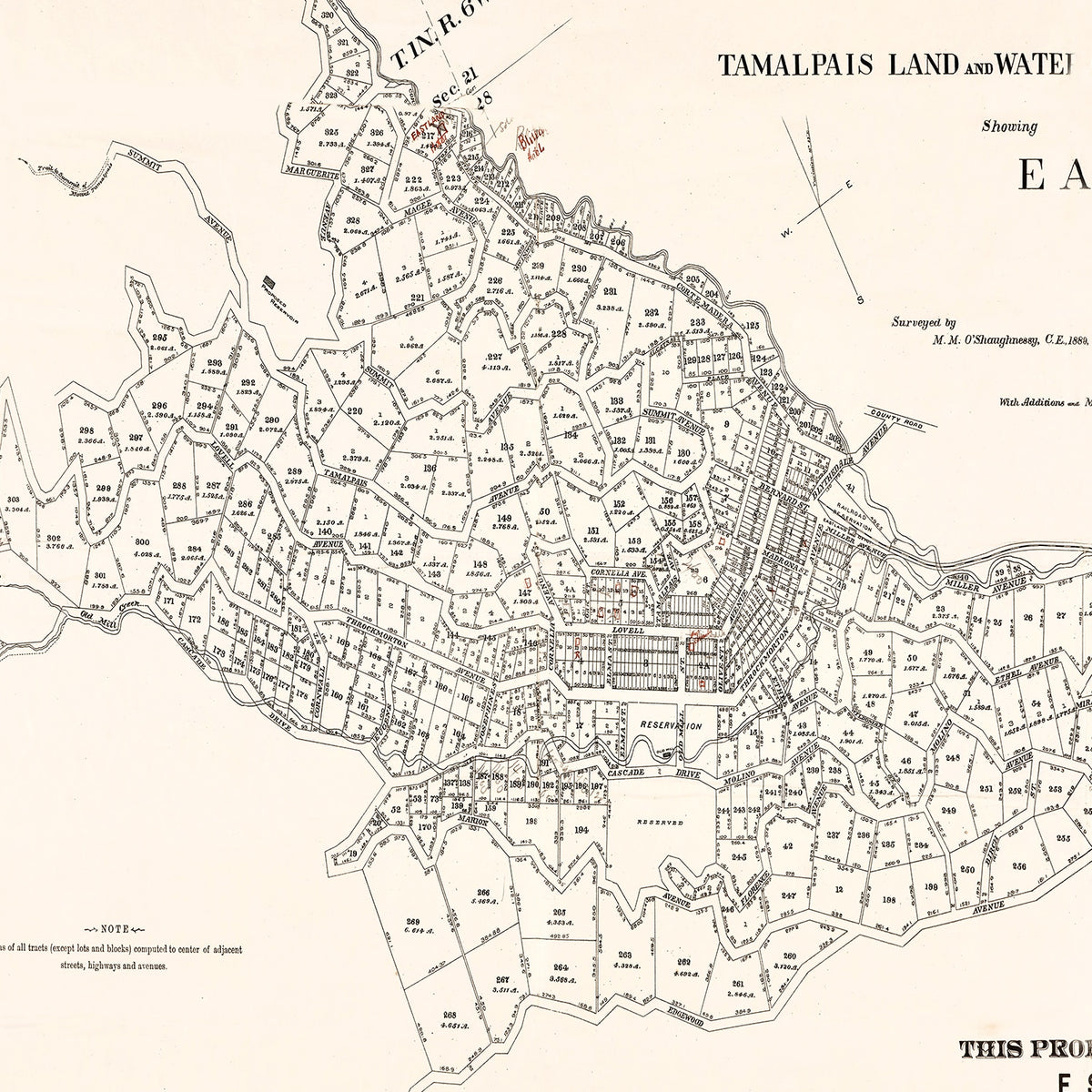 Restored historic details from the 1889 city map of Eastland, California