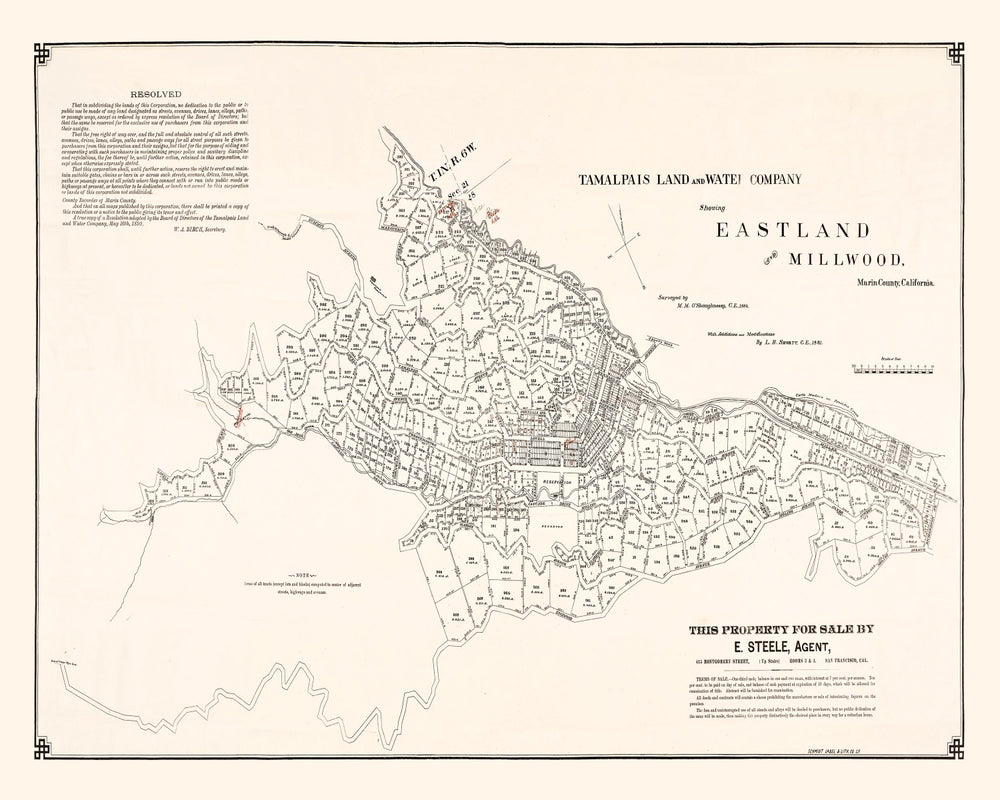 Vintage Map of Eastland, California 1889 print style example