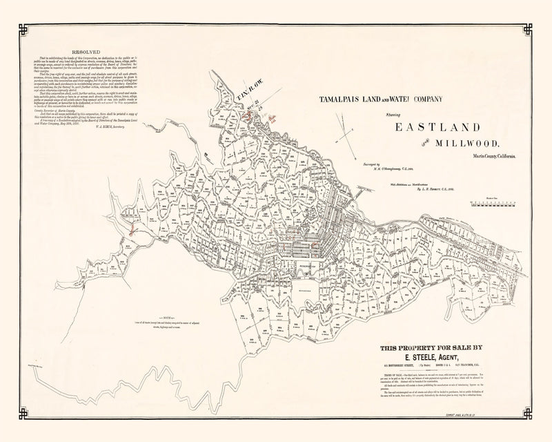 Size comparison using Vintage Map of Eastland, California 1889