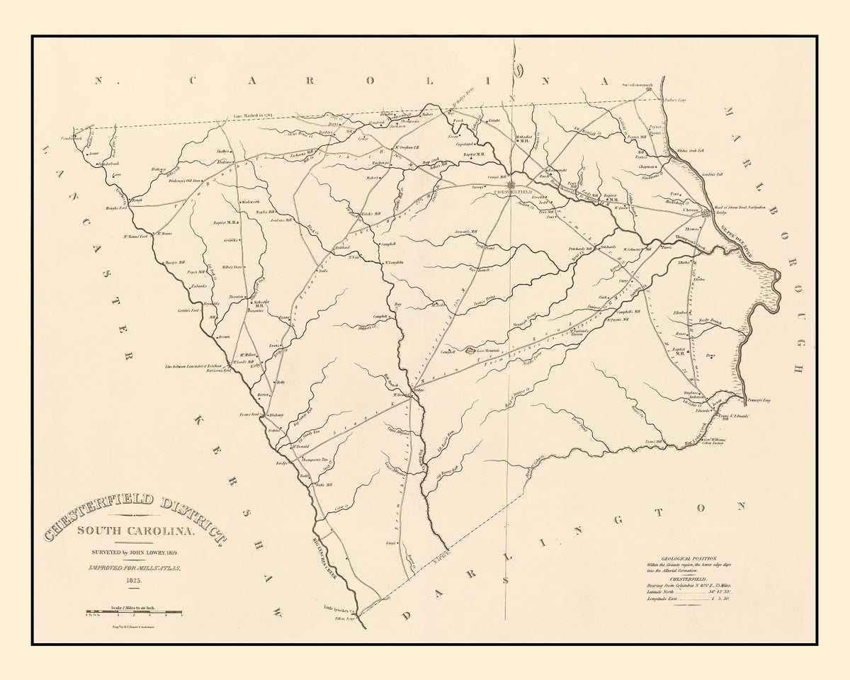Preview of Vintage Map of Chesterfield County, South Carolina 1825