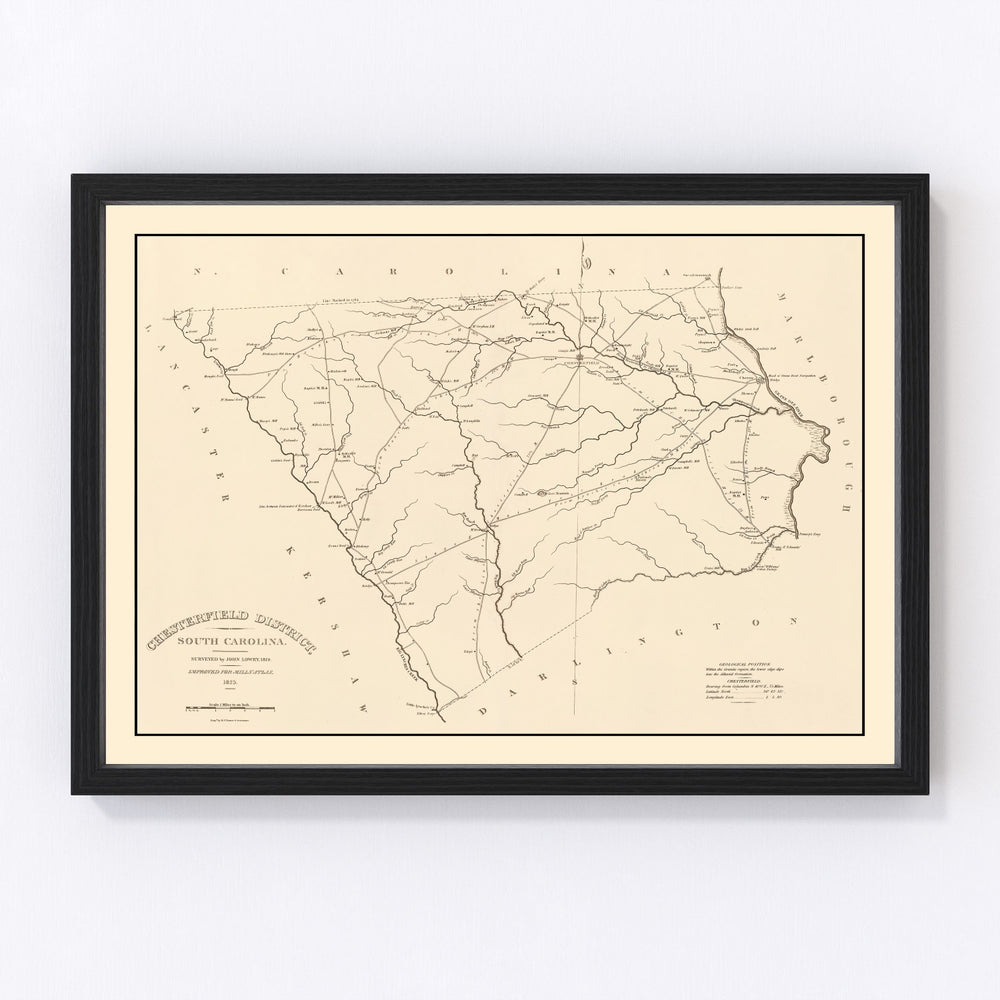 Chesterfield County Vintage Map 1825