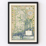 Narragansett Bay Vintage Map 1936