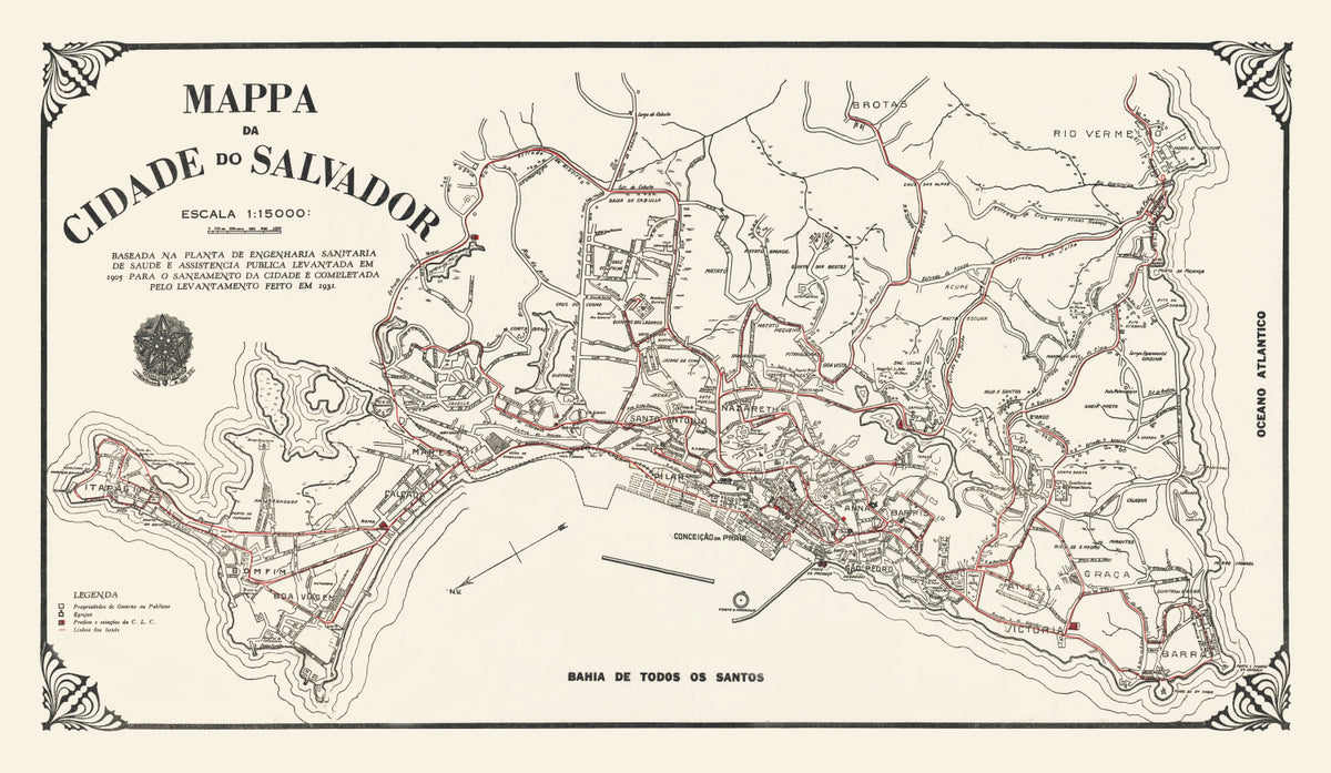 Preview of Vintage Map of Salvador, Brazil 1931