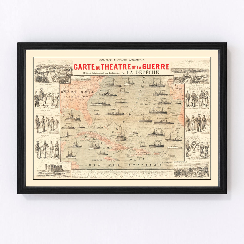 Atlantic Ocian Vintage Map 1898