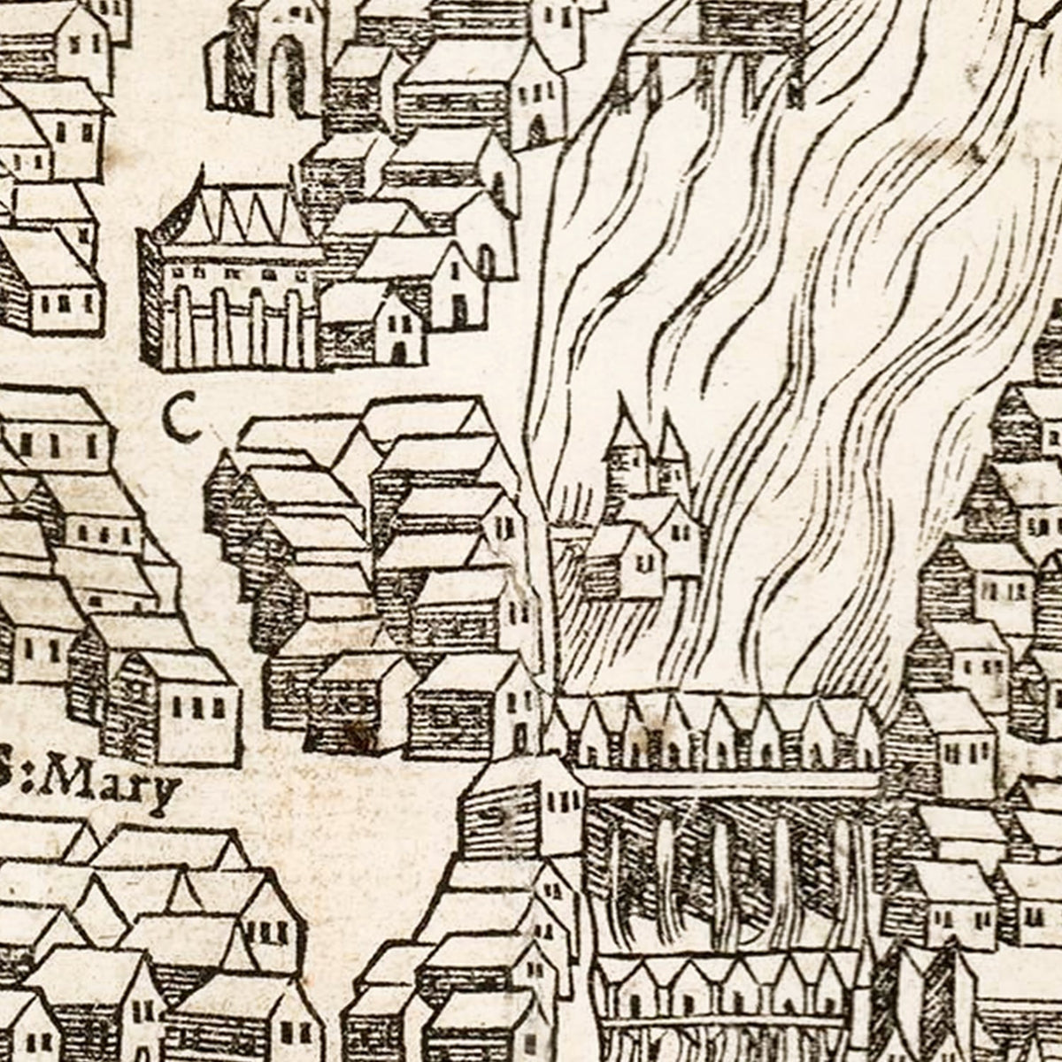Restored historic details from the 1550 city map of Paris