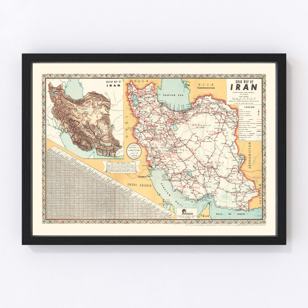 Iran Vintage Map 1960