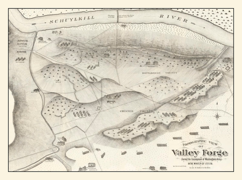 Size comparison using Vintage Valley Forge, PA Map 1877