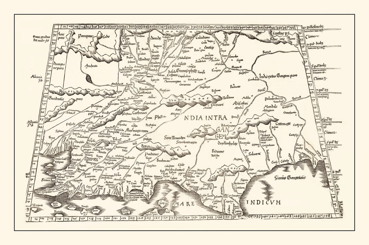 Preview of Vintage Ptolemaic India Map 1522