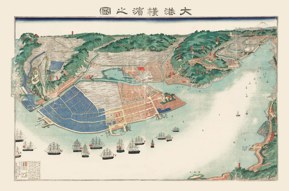 Vintage Map of Yokohama, Japan 1868 print style example