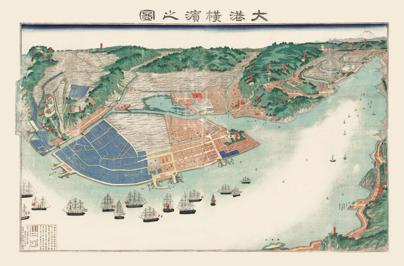 Size comparison using Vintage Map of Yokohama, Japan 1868