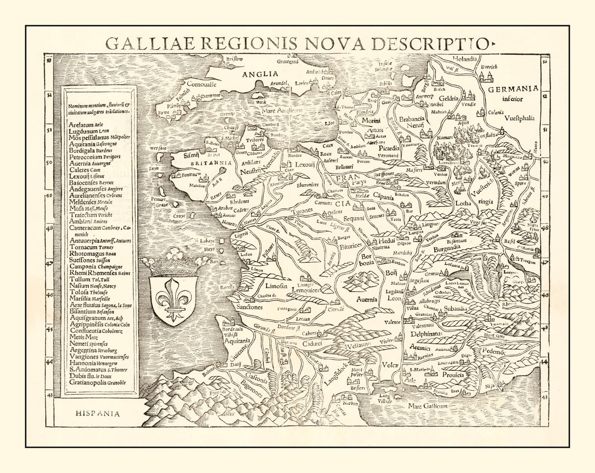 Preview of Vintage Map of France 1550