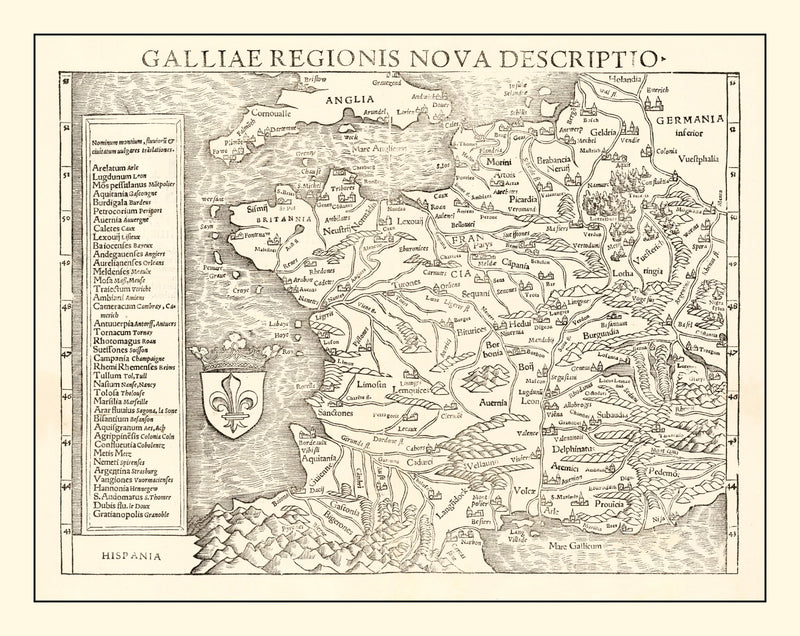 Size comparison using Vintage Map of France 1550
