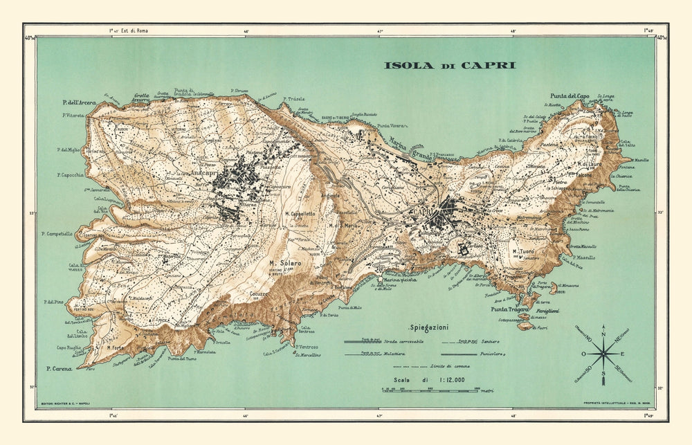 Vintage Capri Map 1930 print style example