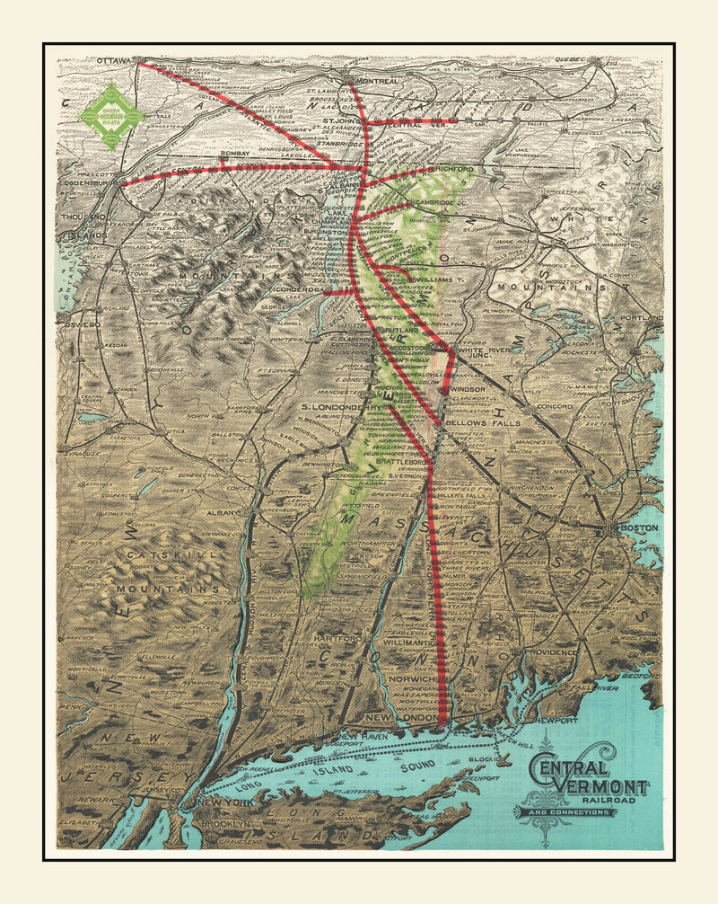 Size comparison using Vintage Railroad Map of United States 1890
