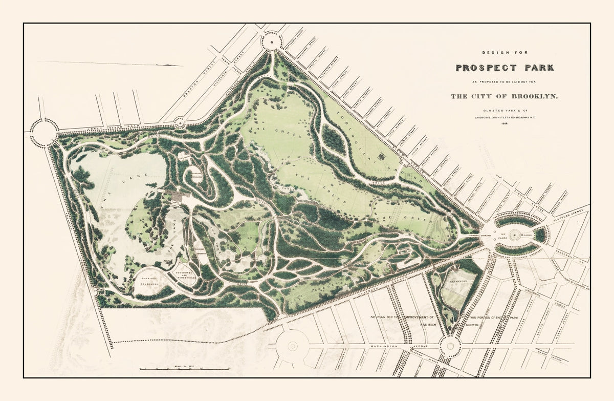 Preview of Vintage Prospect Park Brooklyn, NY Map 1868