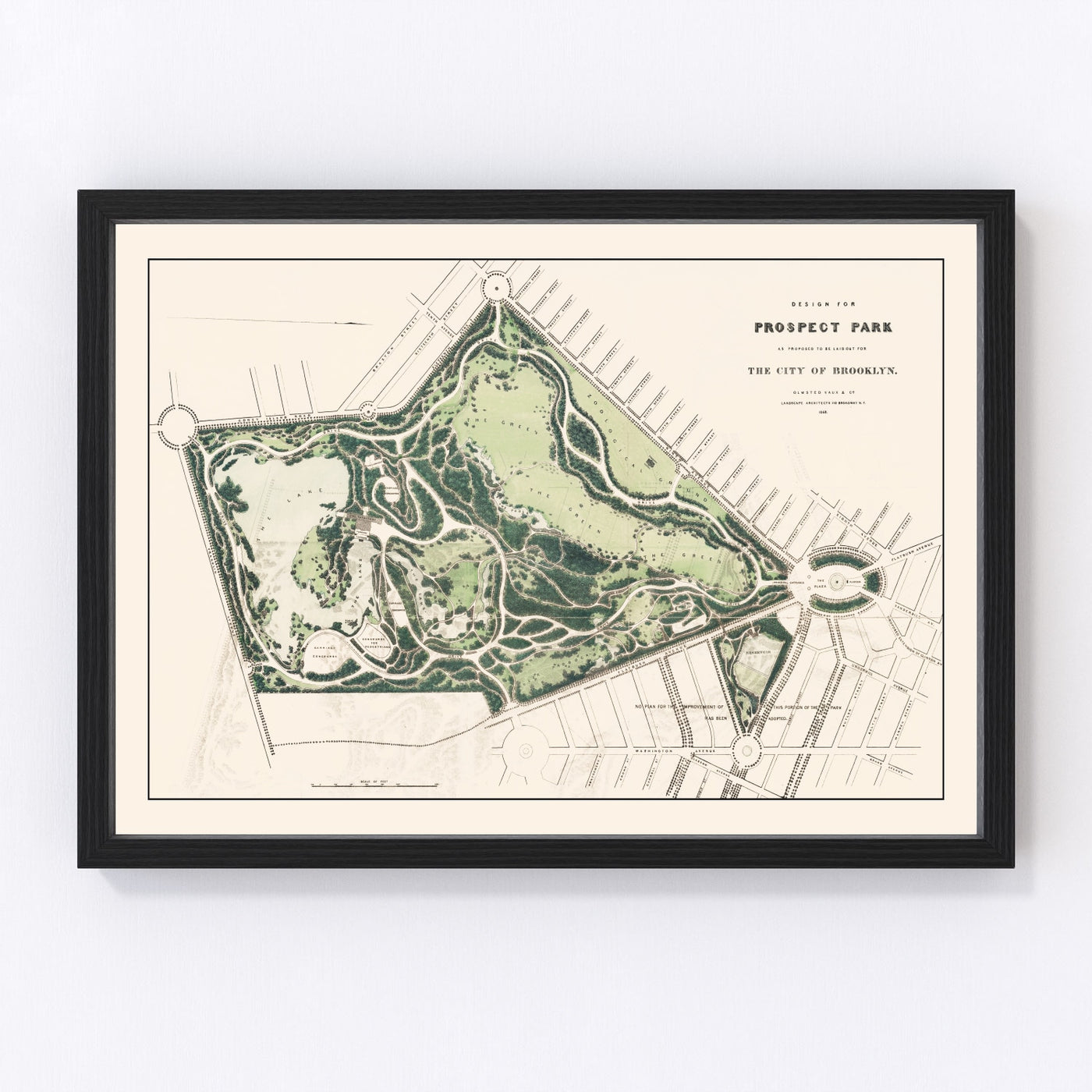 Prospect Park Vintage Map 1868