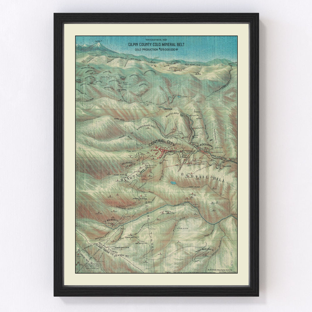 Gilpin County Vintage Map 1906
