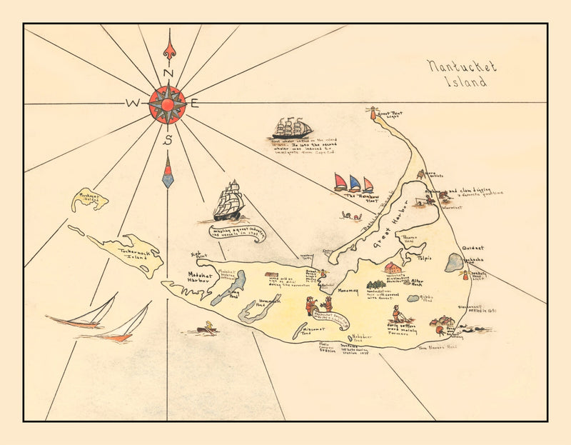 Size comparison using Vintage Nantucket Map 1930