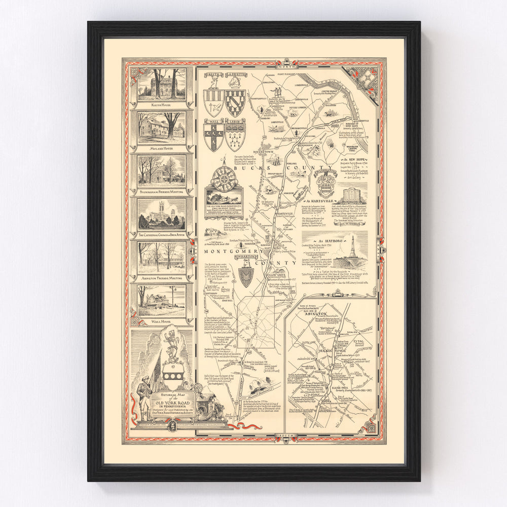 Old York Road Vintage Map 1941