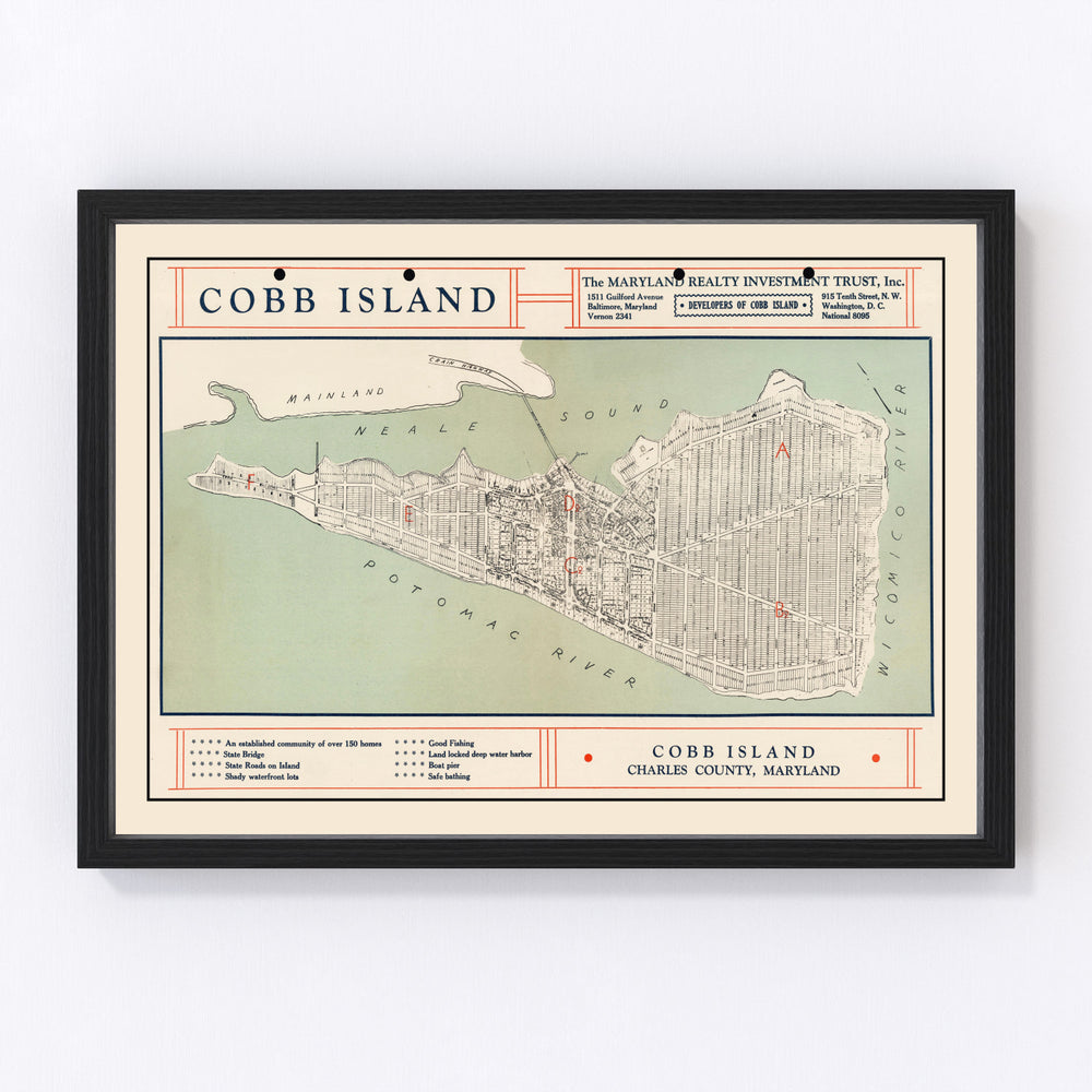 Cobb Island Vintage Map 1935