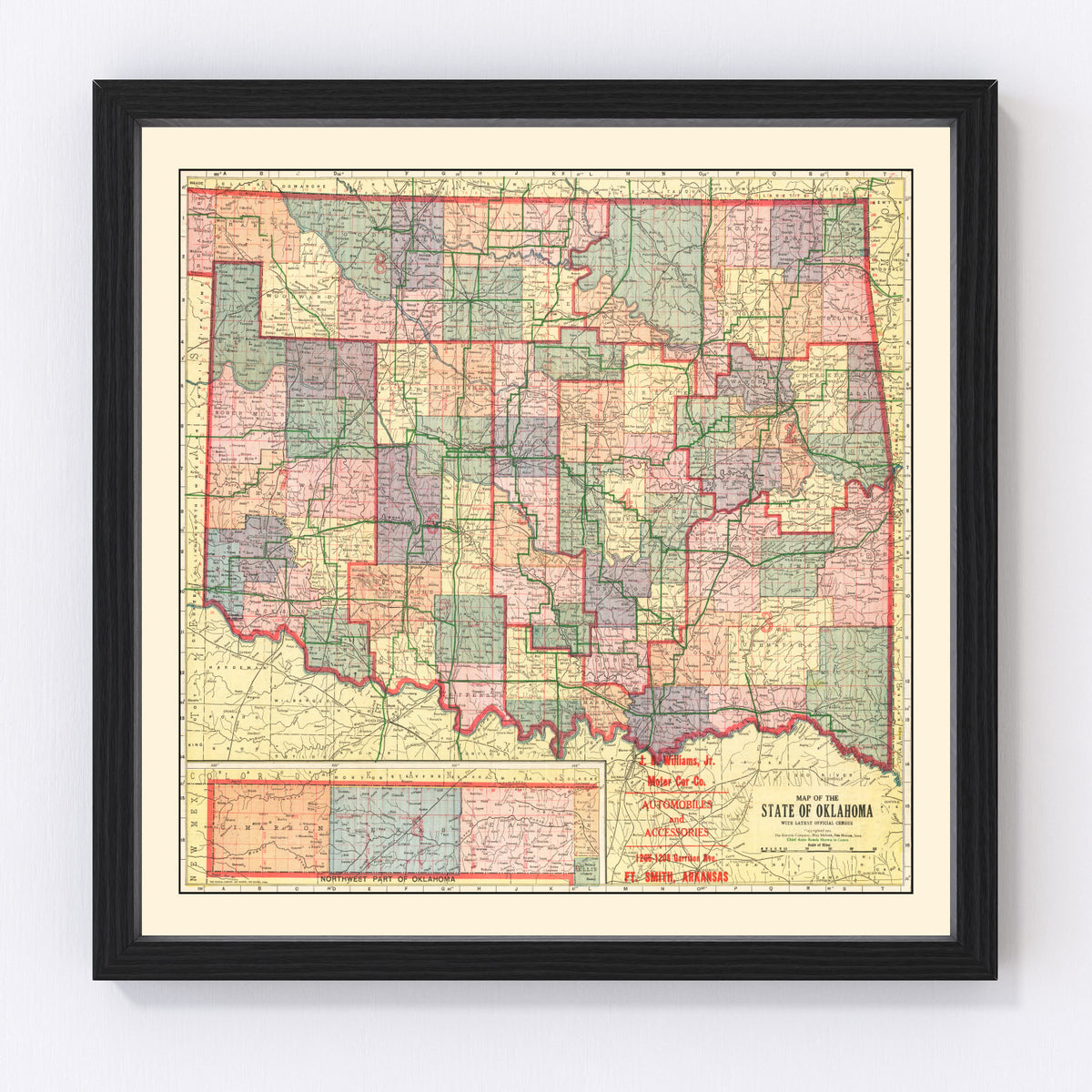 Oklahoma Vintage Map 1914