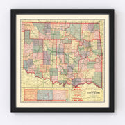 Oklahoma Vintage Map 1914