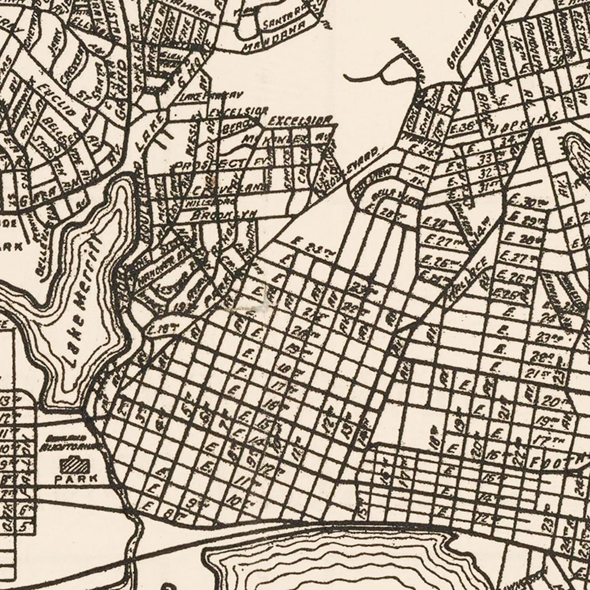 Restored historic details from the 1920 city map of Oakland, California