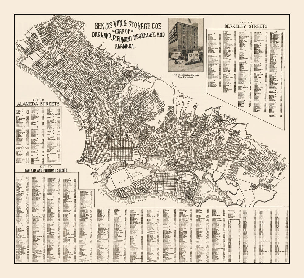 Vintage Map of Oakland, California 1920 print style example