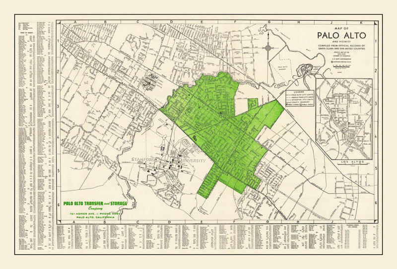 Size comparison using Vintage Map of Palo Alto, California 1953