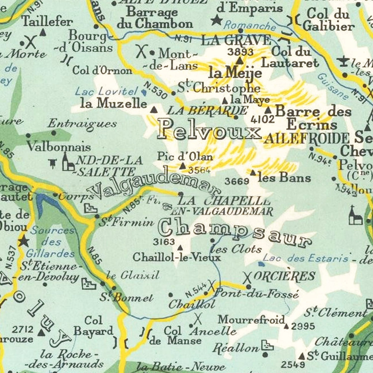 Restored historic details from the 1950 region map of County
