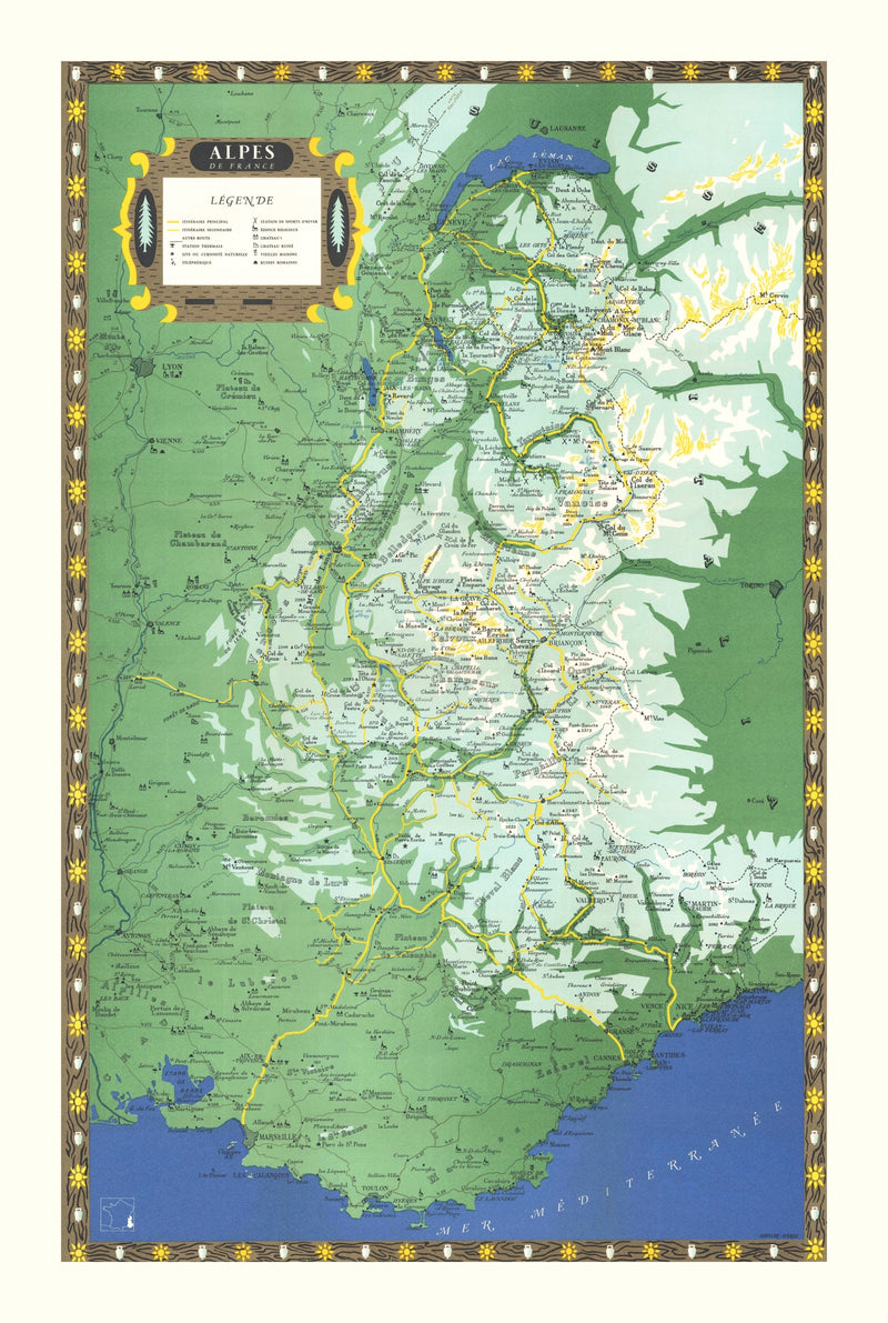 Size comparison using Vintage French Alps Map 1950