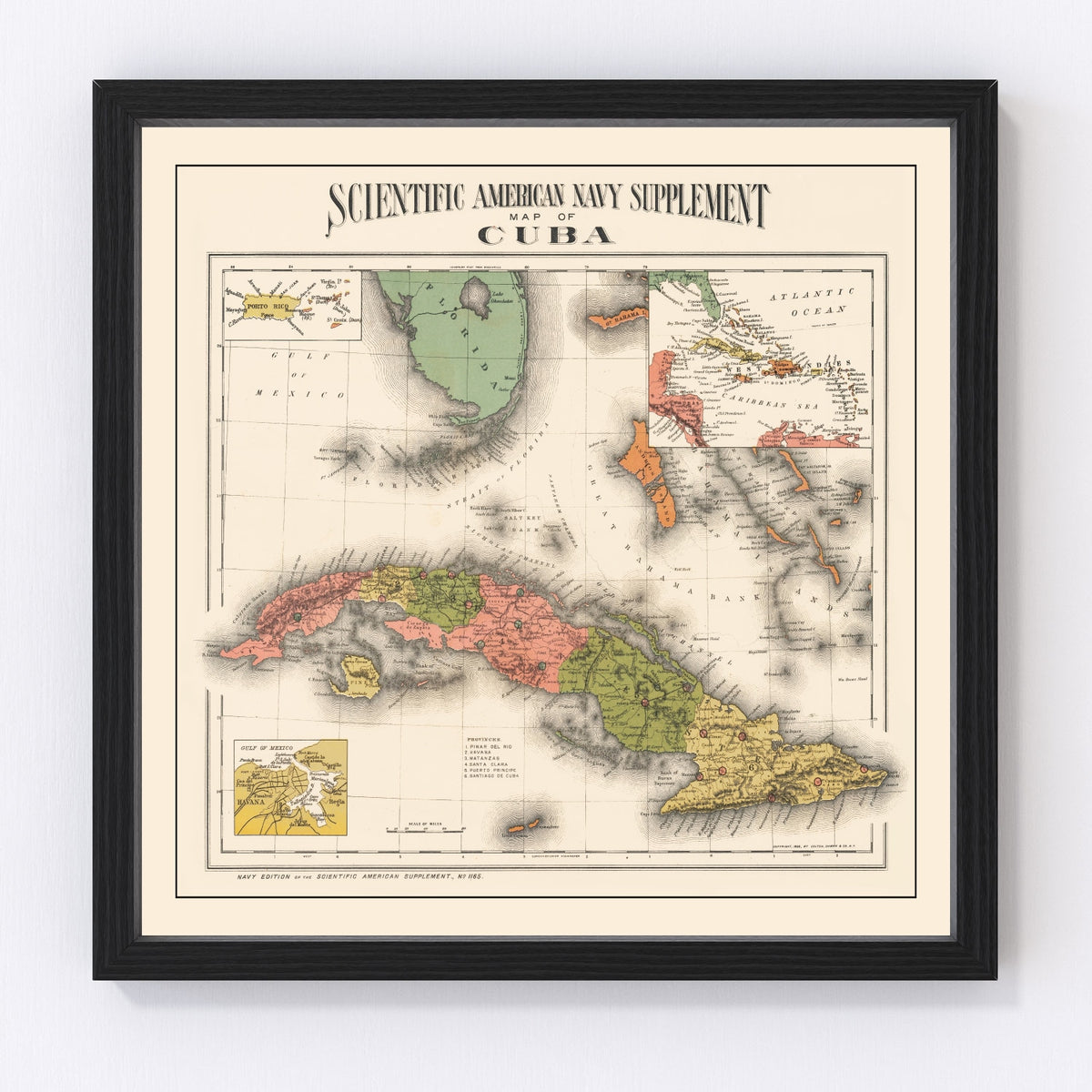 Cuba Vintage Map 1898