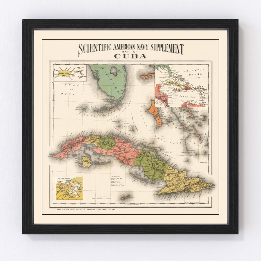 Vintage Map of Cuba 1898