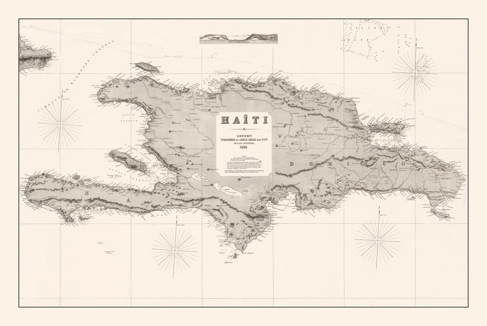 Vintage Map of Haiti 1864 print style example