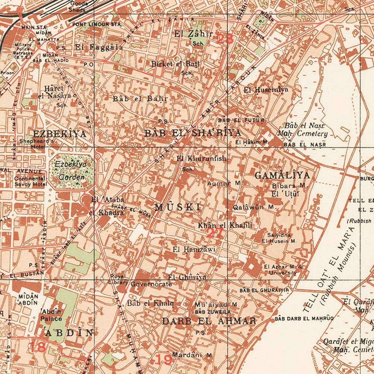 Restored historic details from the 1935 city map of Cairo