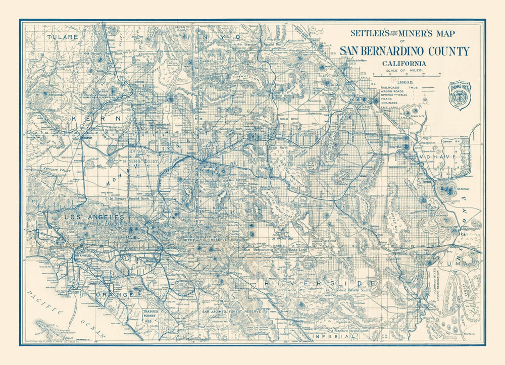 Vintage Map of San Bernardino County, California 1932 print style example