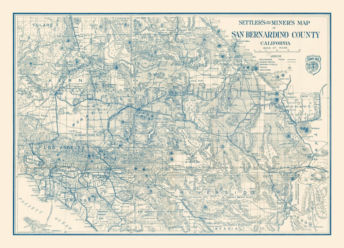 Preview of Vintage Map of San Bernardino County, California 1932