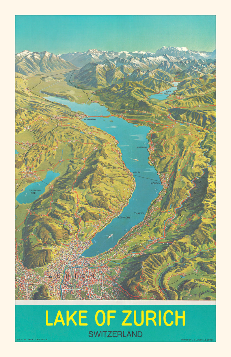 Size comparison using Vintage Map of Zurich, Switzerland 1939