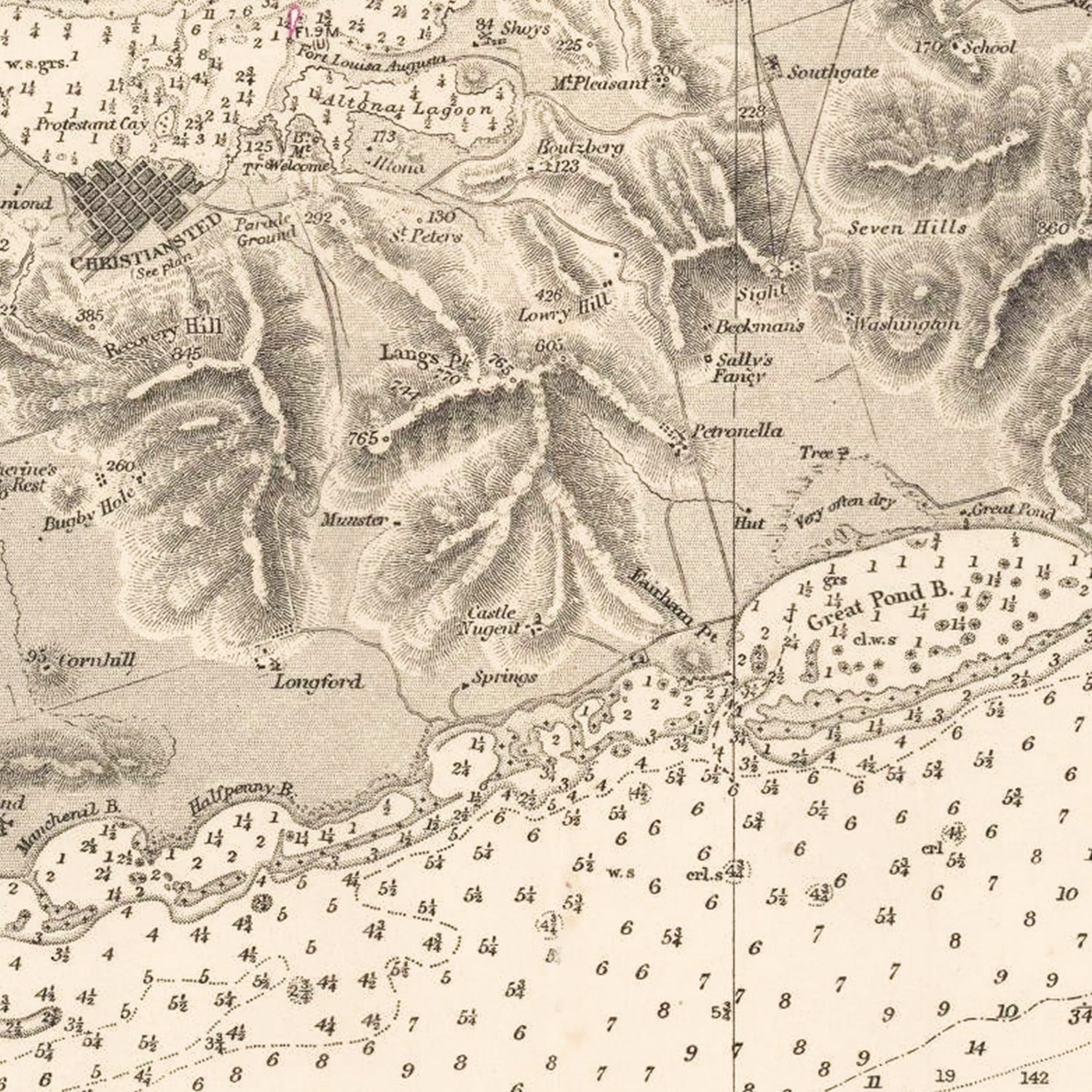 Restored historic details from the 1958 island map of County