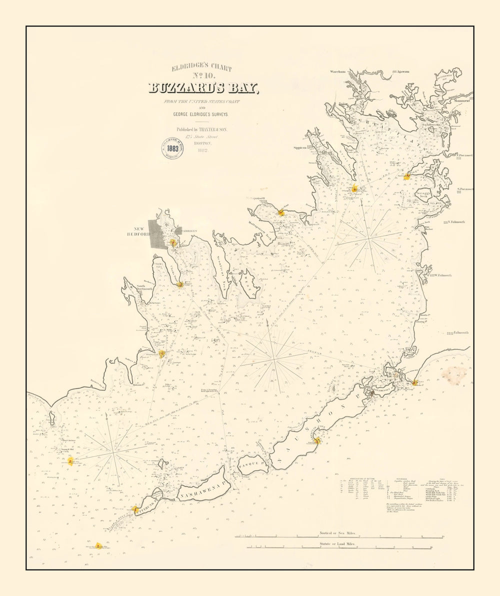Vintage Buzzard Bay, MA Map 1882 print style example