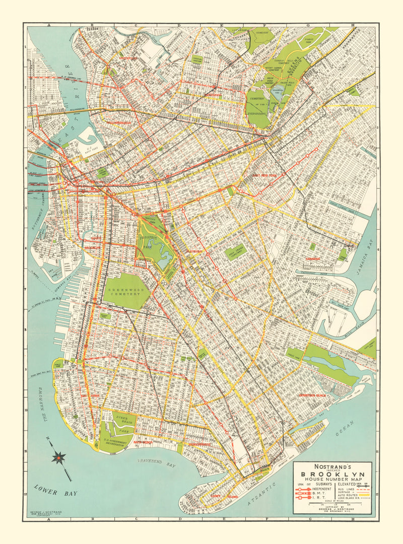 Size comparison using Vintage Map of Brooklyn, New York 1934
