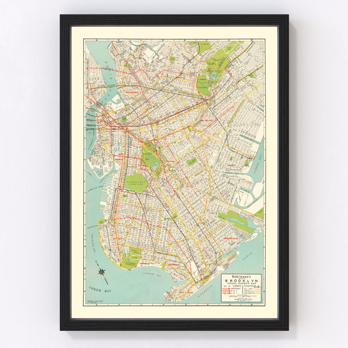 Brooklyn Vintage Map 1934