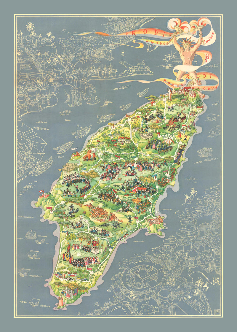 Size comparison using Vintage Rhodes Greece Map 1935