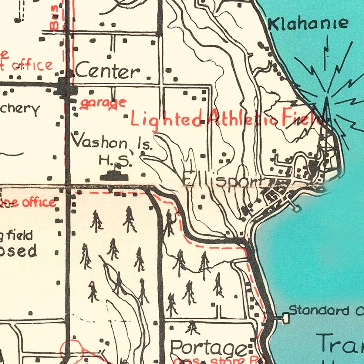 Restored historic details from the 1955 misc. attraction map of County, Washington