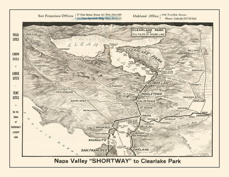 Size comparison using Vintage Napa Valley Map 1927