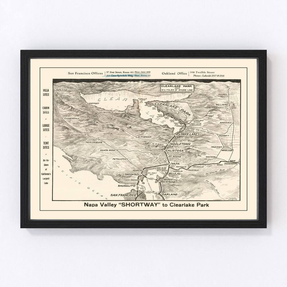 Napa Valley Vintage Map 1927