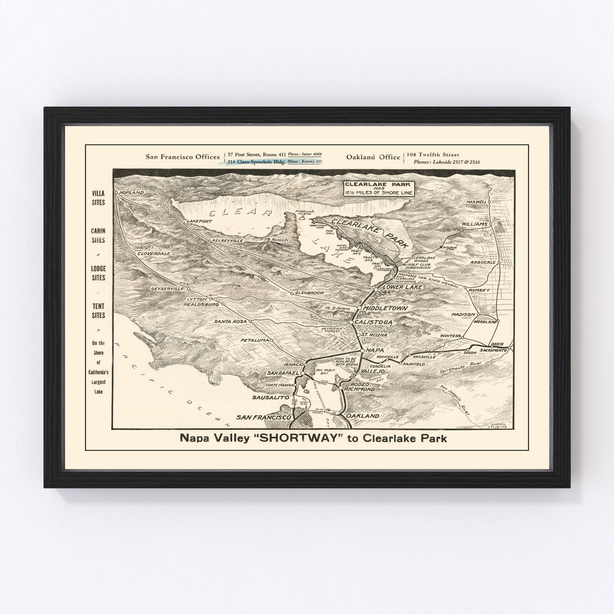 Napa Valley Vintage Map 1927