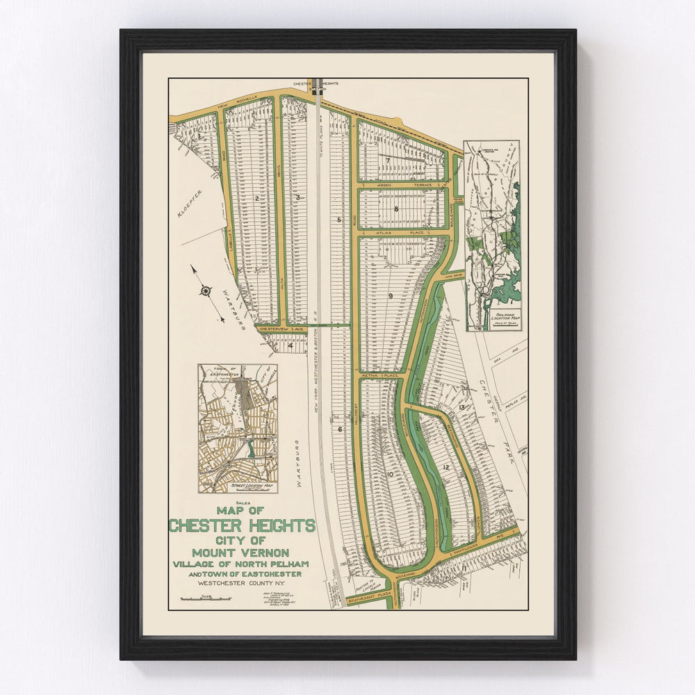 Chester Heights Mount Vernon Vintage Map 1913