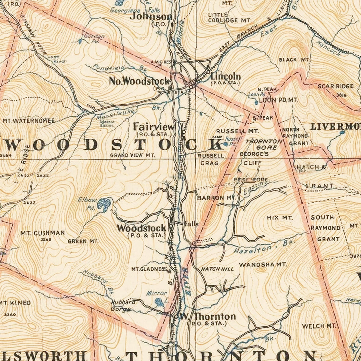 Restored historic details from the 1903 misc. attraction map of County, New Hampshire