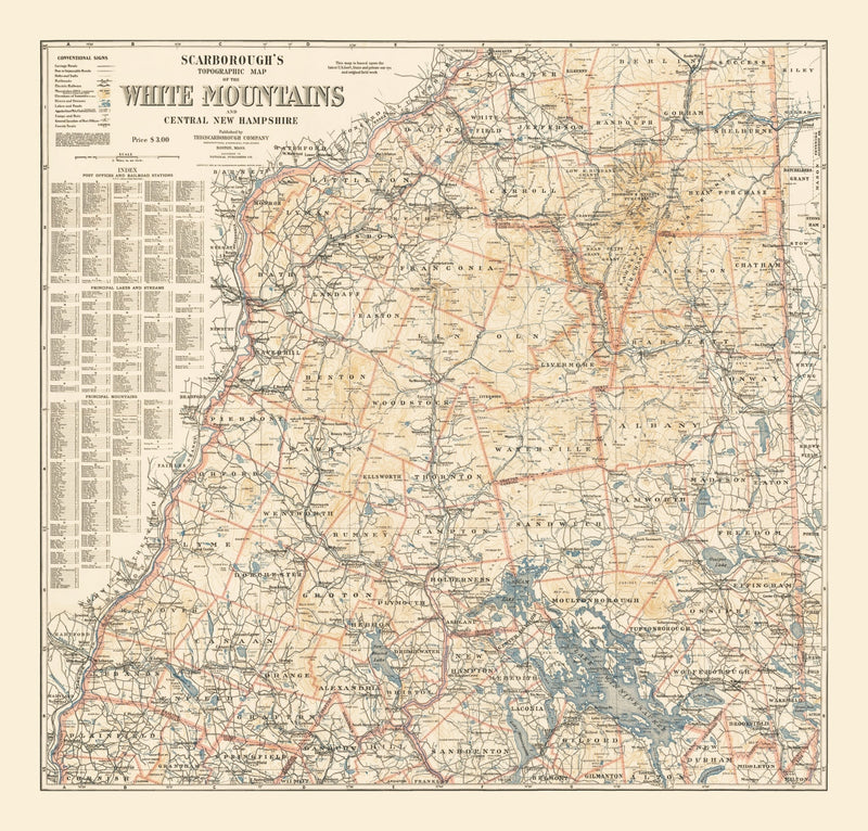 Size comparison using Vintage White Mountains Map 1903